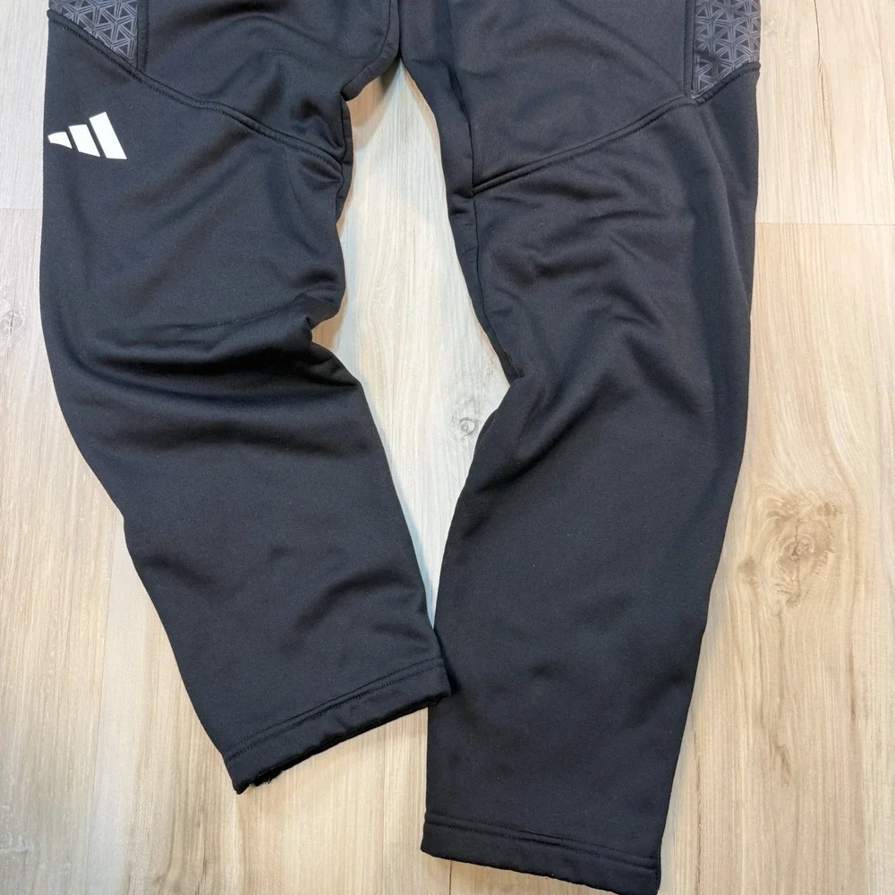 Adidas Aeroready Mens Size L Tapered Zipper Ankle Black Fleece Training Pants